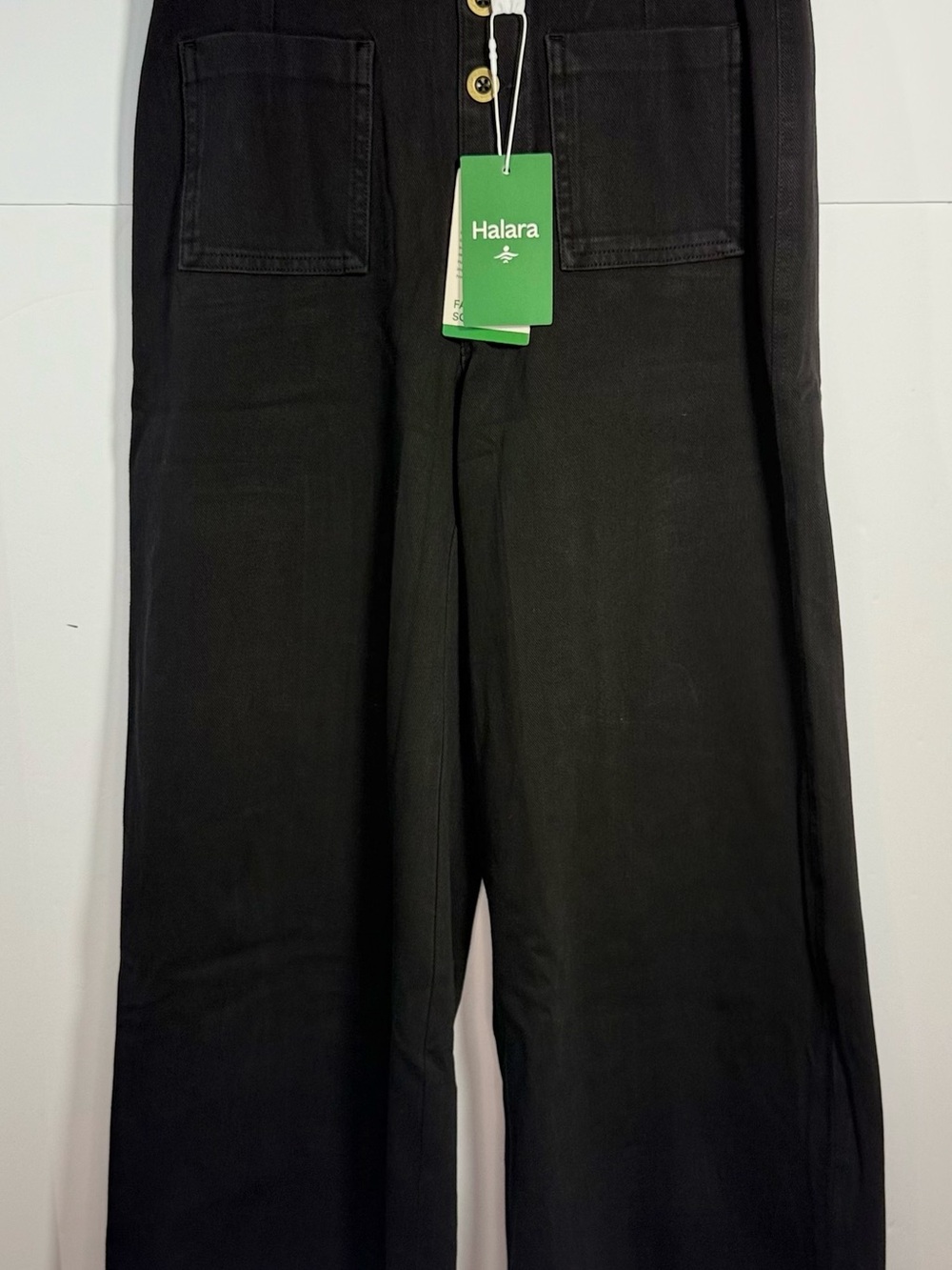 HALARA Black Wide-Leg Women's Pants with Front Patch Pockets